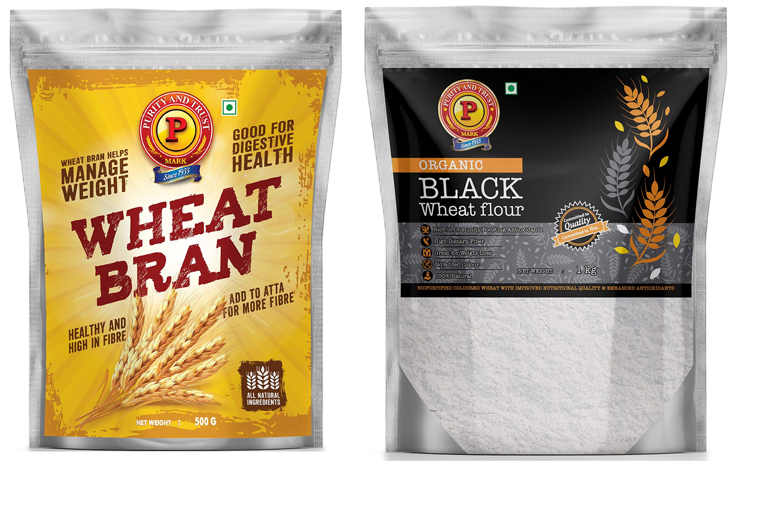 Buy P Mark Weight Loss Combo ( Black Wheat Flour 1kg + Wheat Bran 500gm