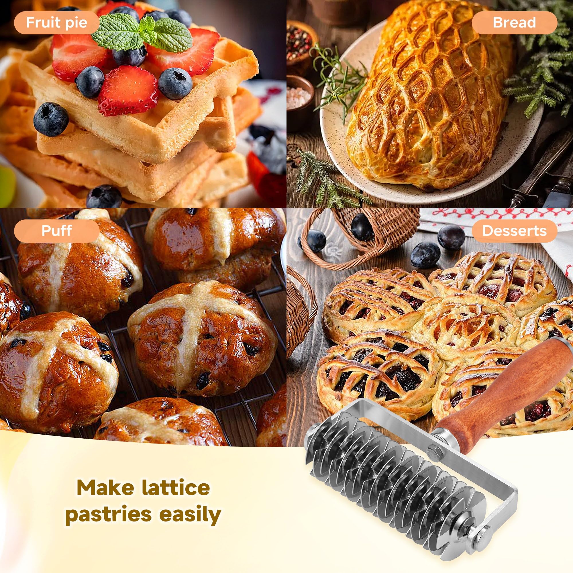Pastry Lattice Roller Cutter - Stainless Steel -6