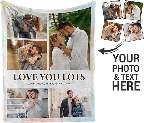 Miniatura 2 de Manta de fotos de amor personalizada, manta de collage con texto. Haz tu propia manta. Regalo para aniversario, Acción de Gracias, cumpleaños y