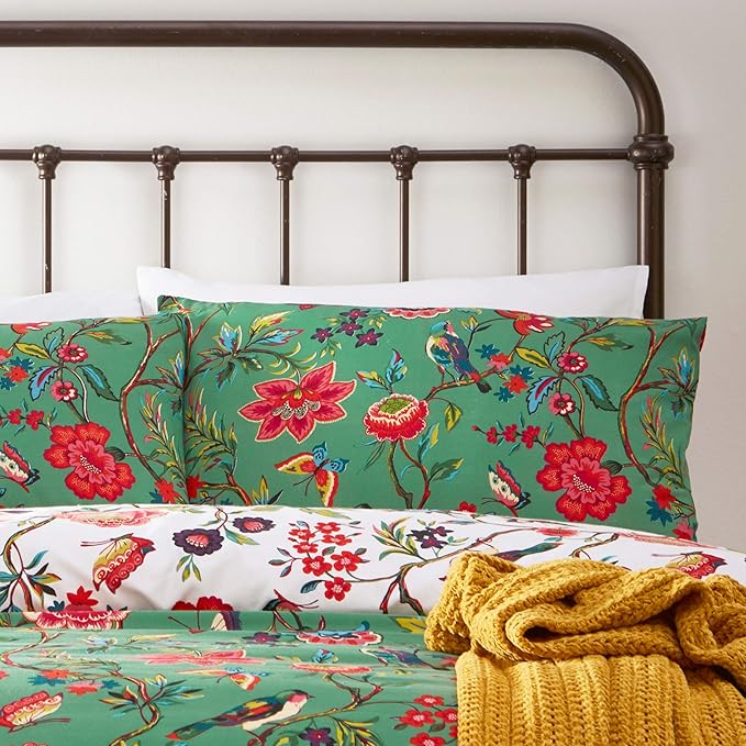 pomelo green reversible duvet cover and pillowcase set