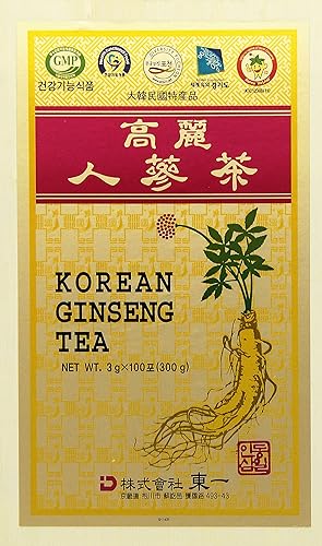 Korean Ginseng Tea en caja de madera 0.10oz (3g) x 100 paquetes