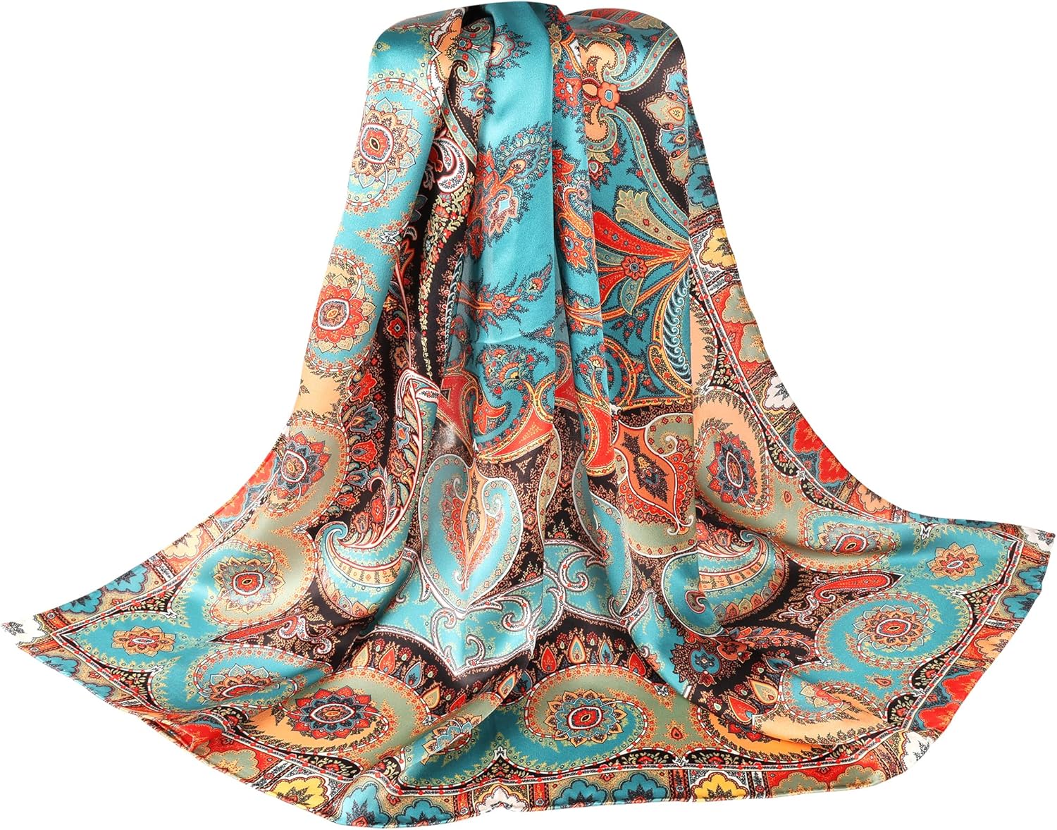 100% Pure Mulberry Silk Scarf 43”*43” Large Square Lightweight Headscarf Women’s Hair Wraps Shawls with Gift Packed