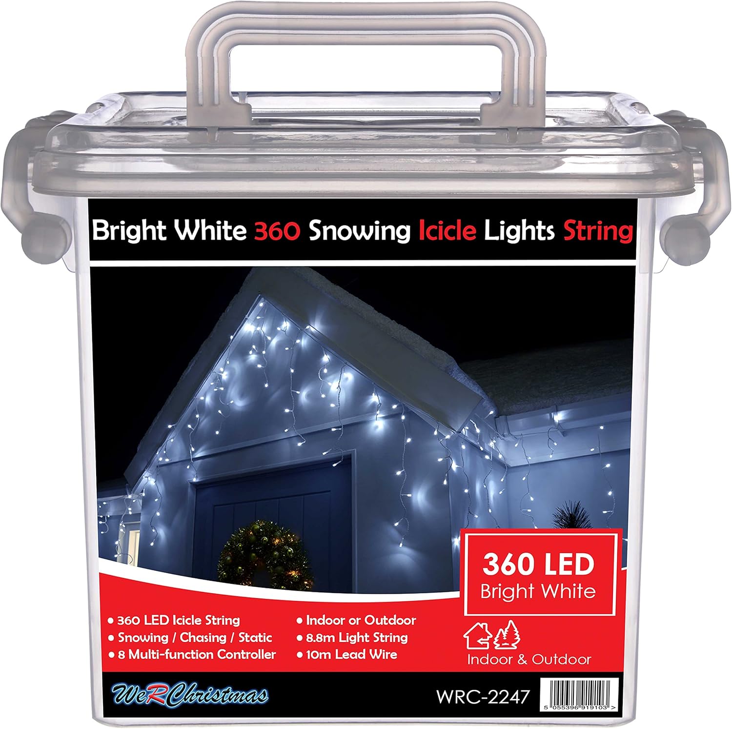 WeRChristmas Snowing Icicle Christmas Lights String with 360LED