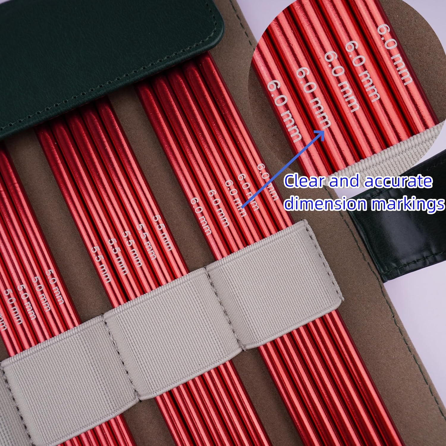 WAZAIGUR 50pcs Aluminum Double Pointed Knitting Needles Set - 7.9 Inch 10 Sizes Knitting Needles 2.5mm-6mm