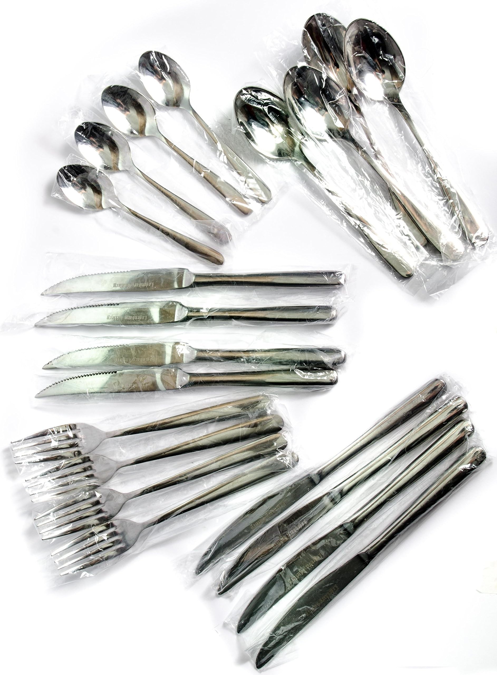 20 Piece Flatware Set [Includes 4 Steak Knives] - 18/10 Stainless Steel - 10 Year Guarantee - Service for 4 Place Settings - 4 Steak Knives, 4 Knives, 4 Forks, 4 Spoons and 4 Teaspoons