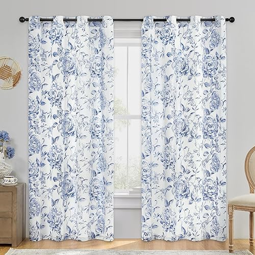 Beauoop Floral Curtains 84 Inches Long 2 Panels for Bedroom