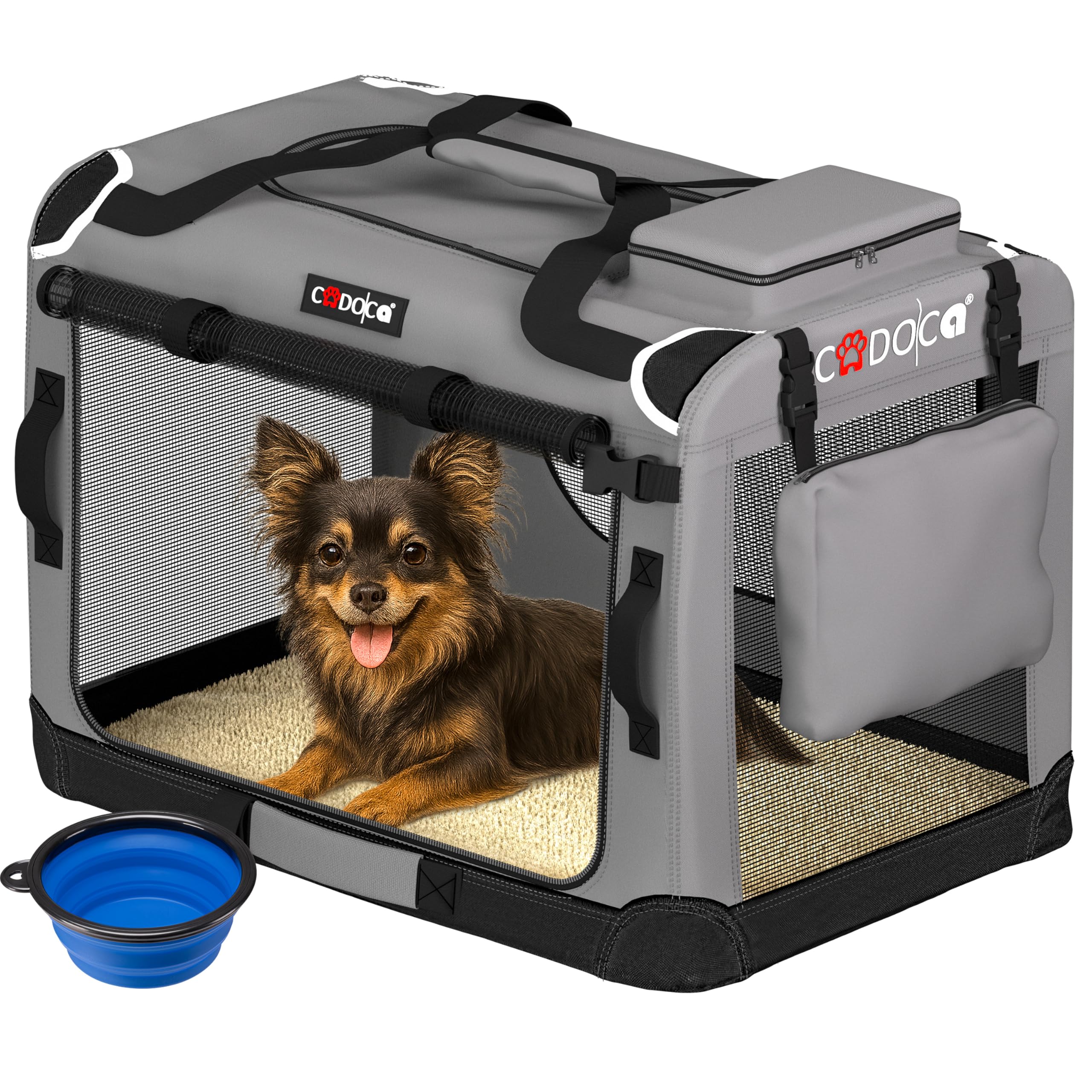 Foldable Dog Crate - Small Portable Soft Fabric Pet Carrier for Puppy, Dog, Cat & Kitten Breathable Cat Carrier, Travel Crate for Dog Bed, Car, Home, Vet & Holiday Use - Light Grey 50×35×35cm