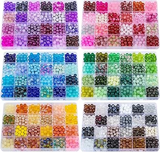 XSEINO About 3600pcs 8mm Glass Beads Making Kit,6Box-144 Colors Dreamy Series Colorful Crystal Beads for Making,DIY Crafts