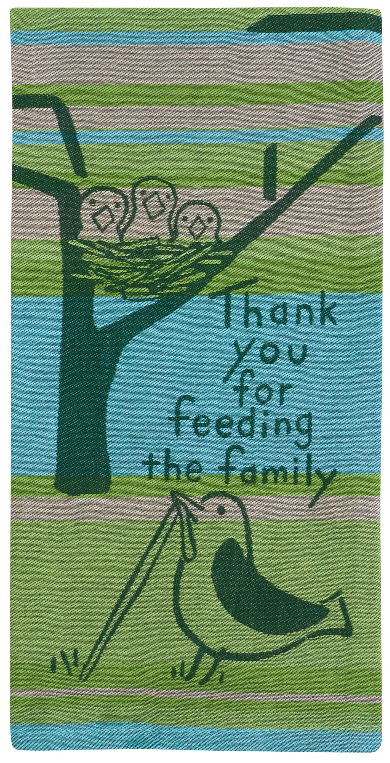 Blue Q Thank You For Feeding The Family Funny Woven Dish Towel ~ 100% Cotton, Soft, Super-Absorbent