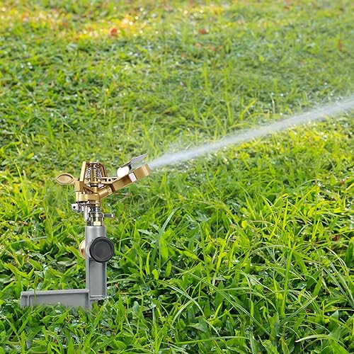 Miniatura 6 de Paquete de 2 rociadores de impacto de aleación de zinc para patio, cabezal de rociador de agua pulsante de acero inoxidable en base de pico,