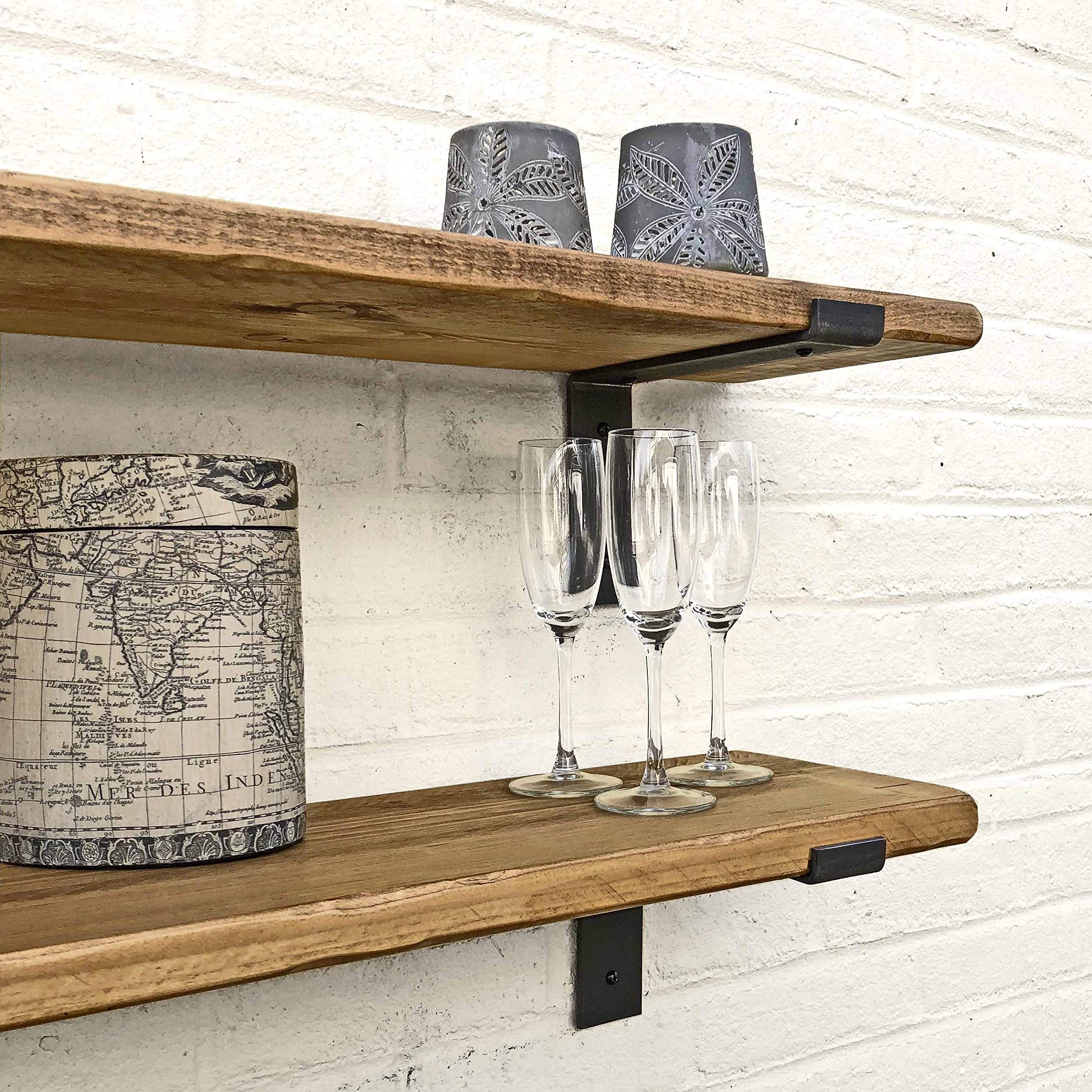 Ben Simpson Furniture Thin Lipped Wooden Handmade Bracket Shelf | 15 x 60 cm | Antique Pine