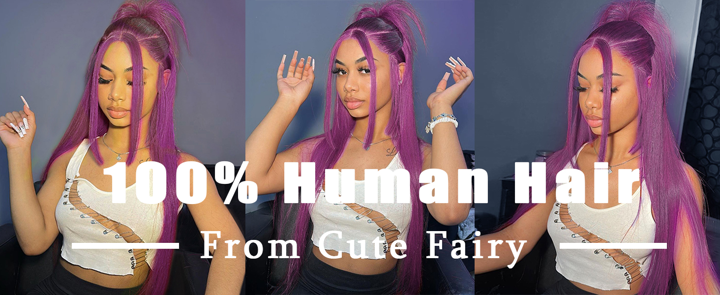 Amazon.com : cute fairy Dark Purple Lace Front Wigs Human 