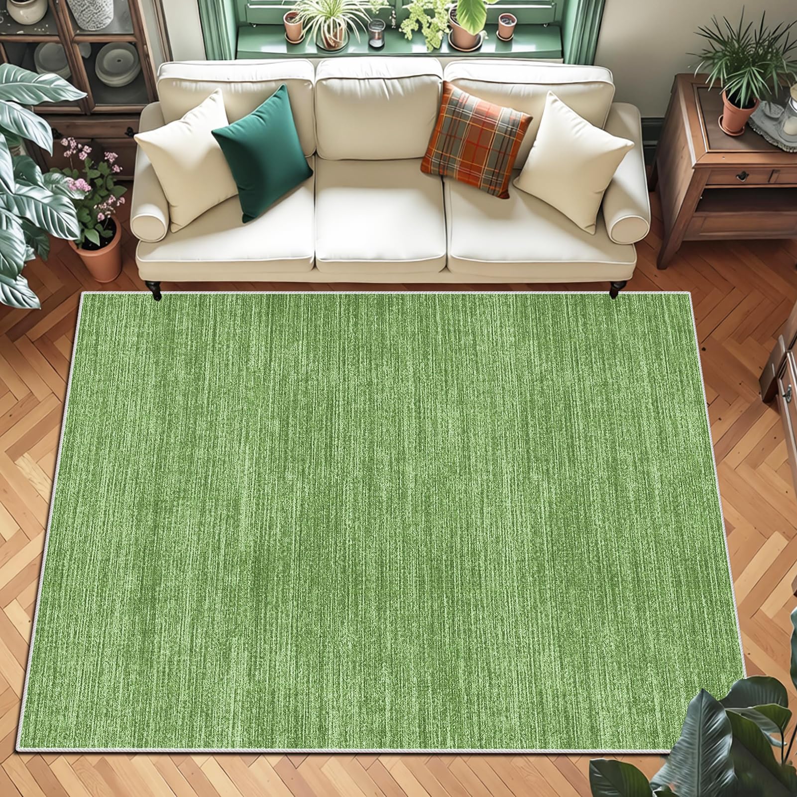 Tapis moderne antidérapant et lavable vert pour éviter les glissades