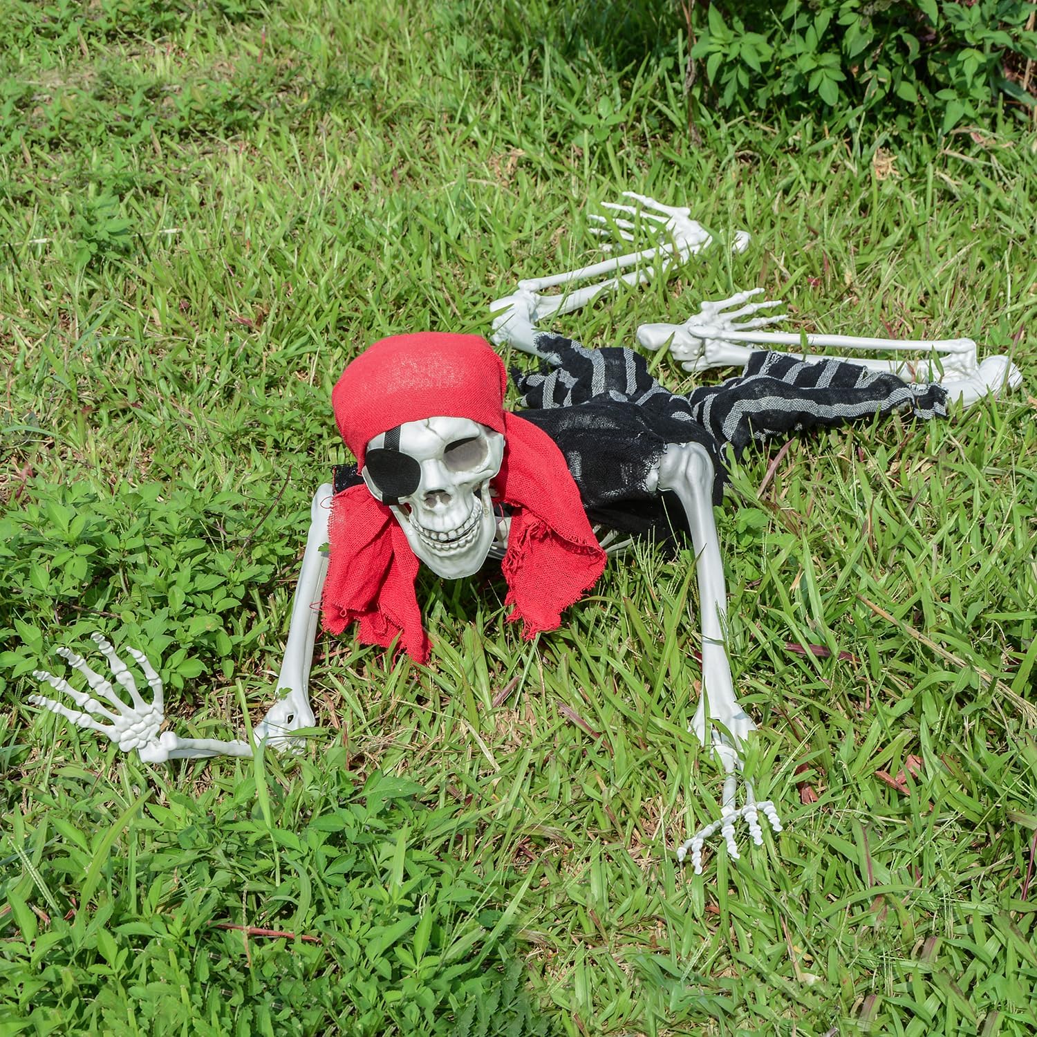 5.4ft Halloween Life Size Pirate Skeleton, Full Body Skeleton Bones with Movable Joints for Halloween Indoor/Outdoor Decoration Haunted House Spooky Party Decor (Pirate Style)