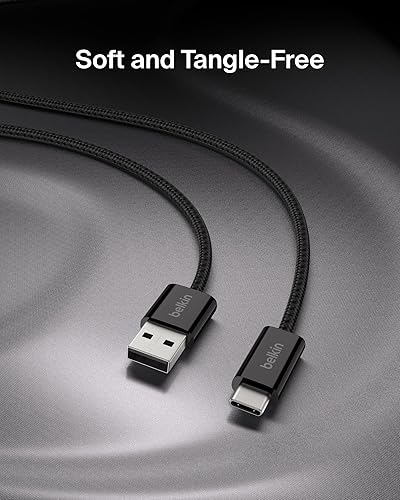 Miniatura 4 de Belkin Paquete de 2 cables USB A a USB C, 6.6 pies, 15 W, cargador tipo C, cable de carga para iPhone, suave, trenzado, flexible para iPhone 17 y