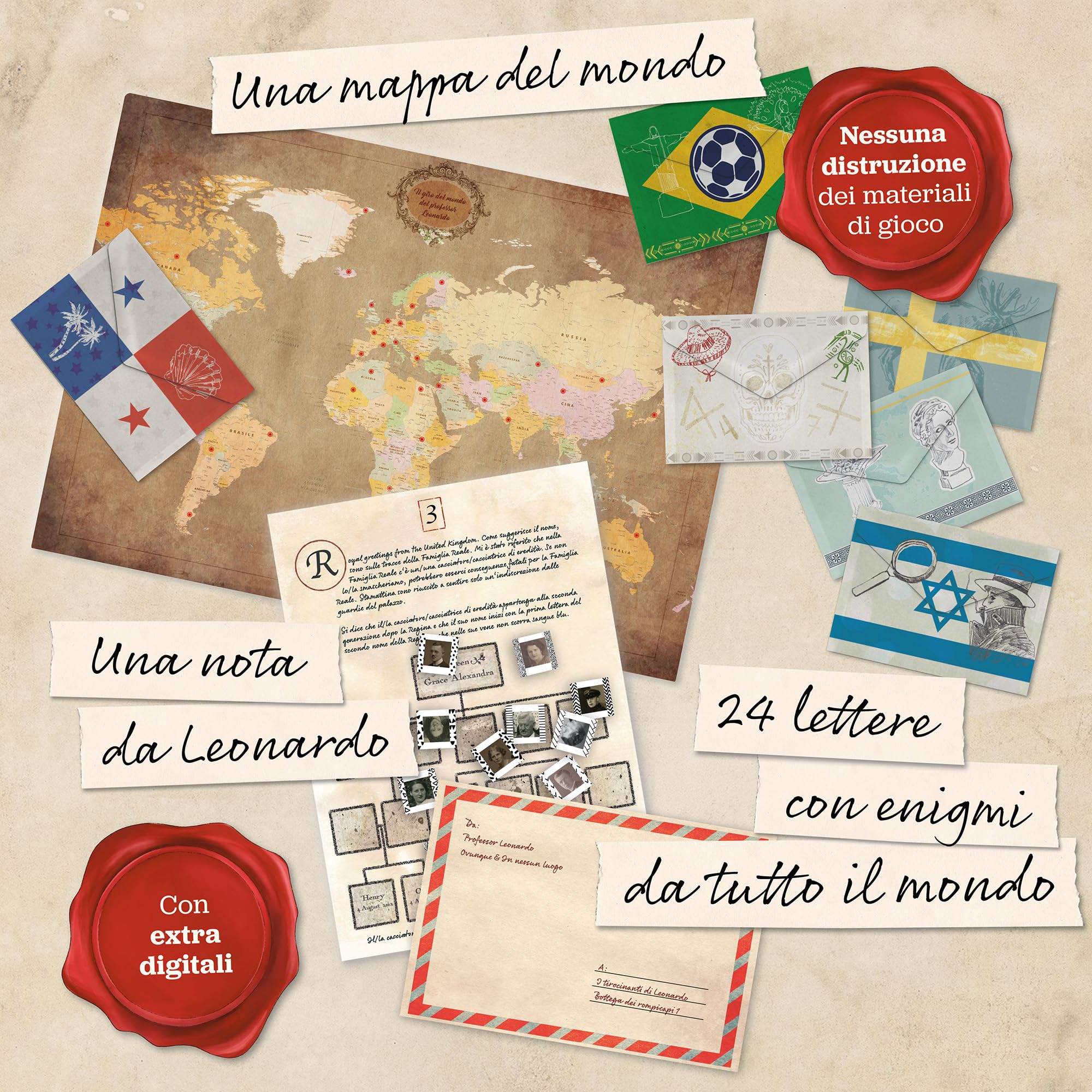 Hidden Games - Calendario dell'Avvento con puzzle - Il Giro del Mondo del Professor Leonardo - Un gioco di enigmi in 24 buste misteriose