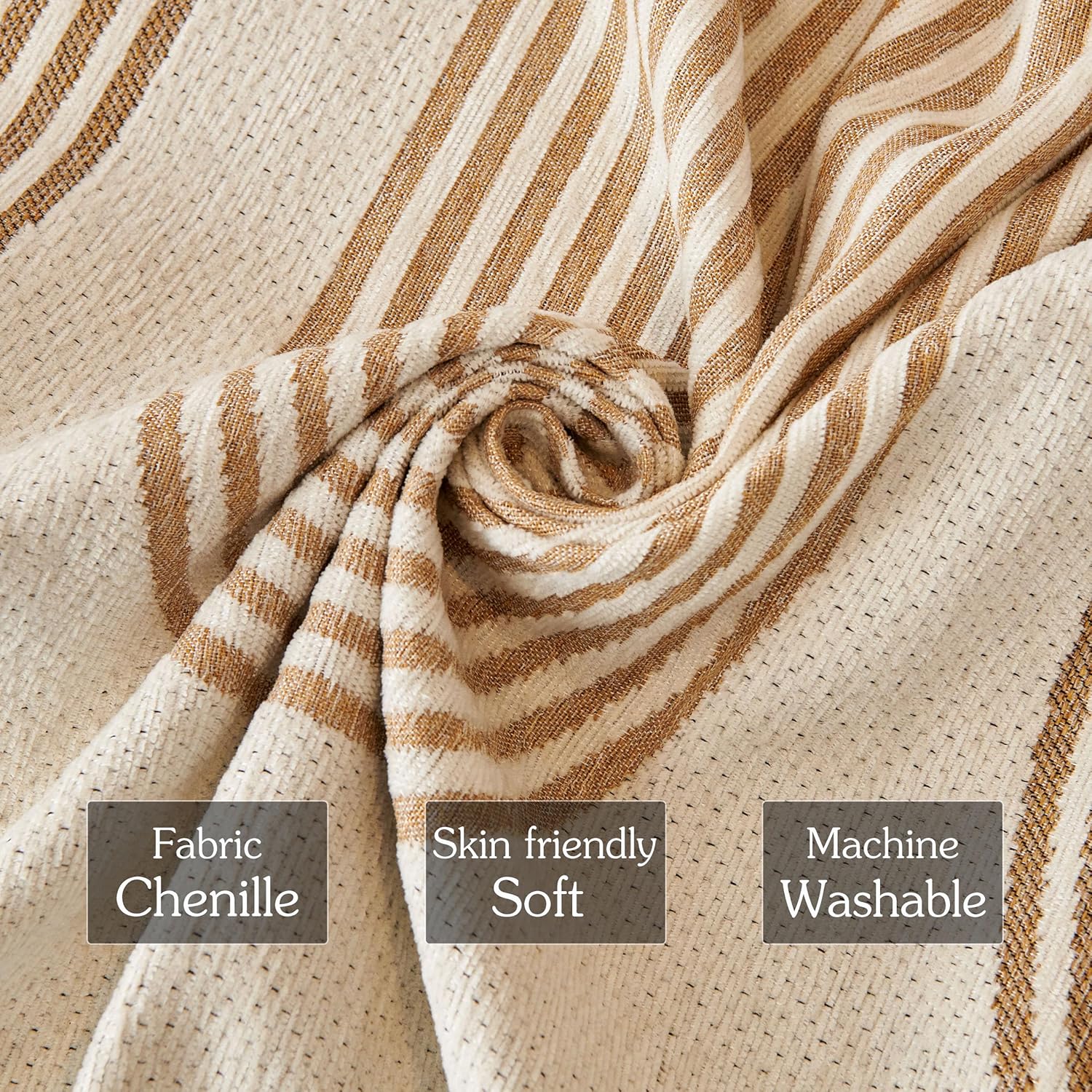 Boho Chenille Sofa Cover for Recliner – Velvet Soft, Dog Proof Slipcover, Anti-Scratch, Machine Washable, All-Season Durable Sofa Protector (Annual Ring: Khaki, Small:71"x 51")