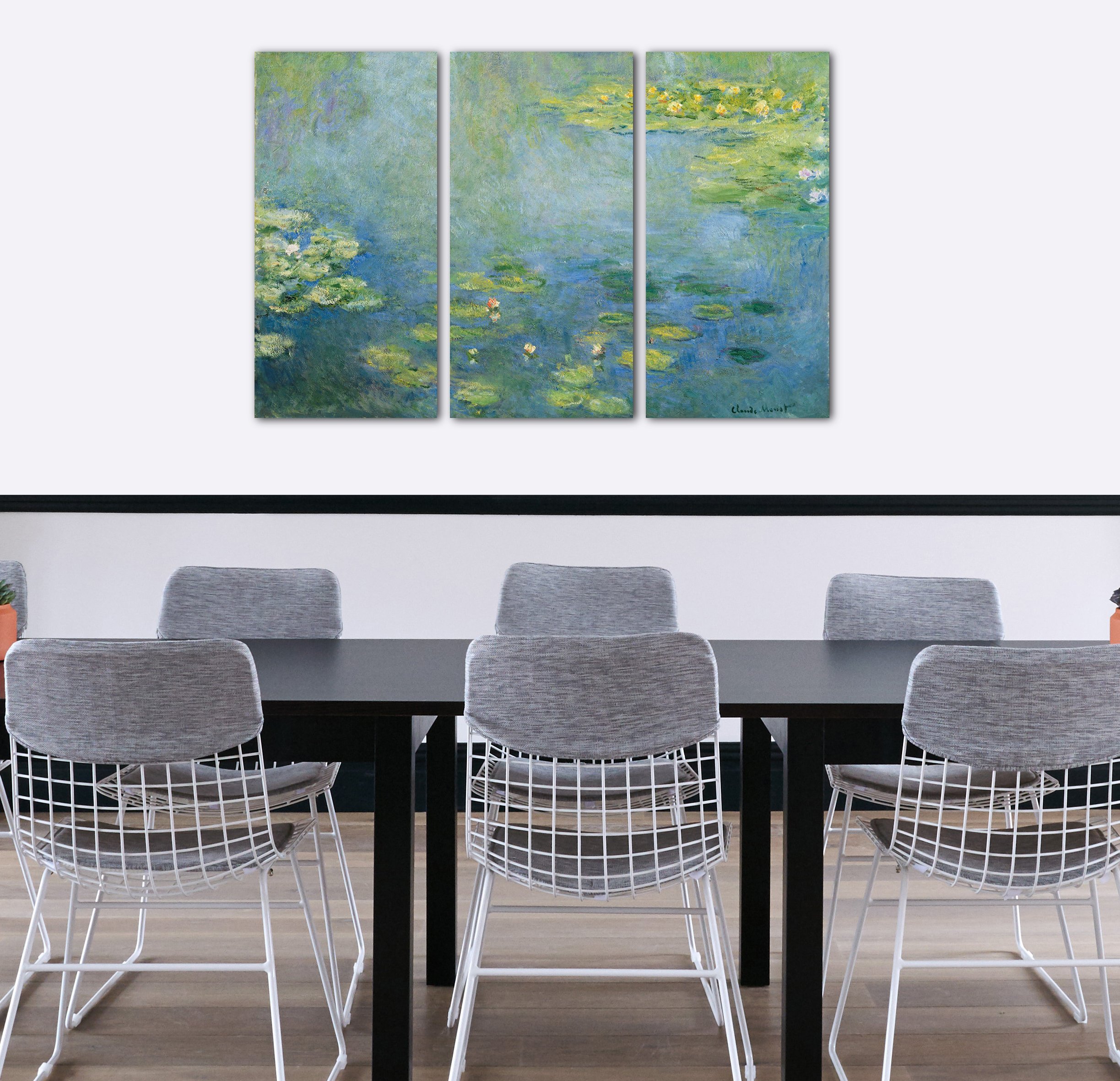 Printed Paintings Stampa su Tela 3 Parti(120x80cm): Claude Monet - Ninfee