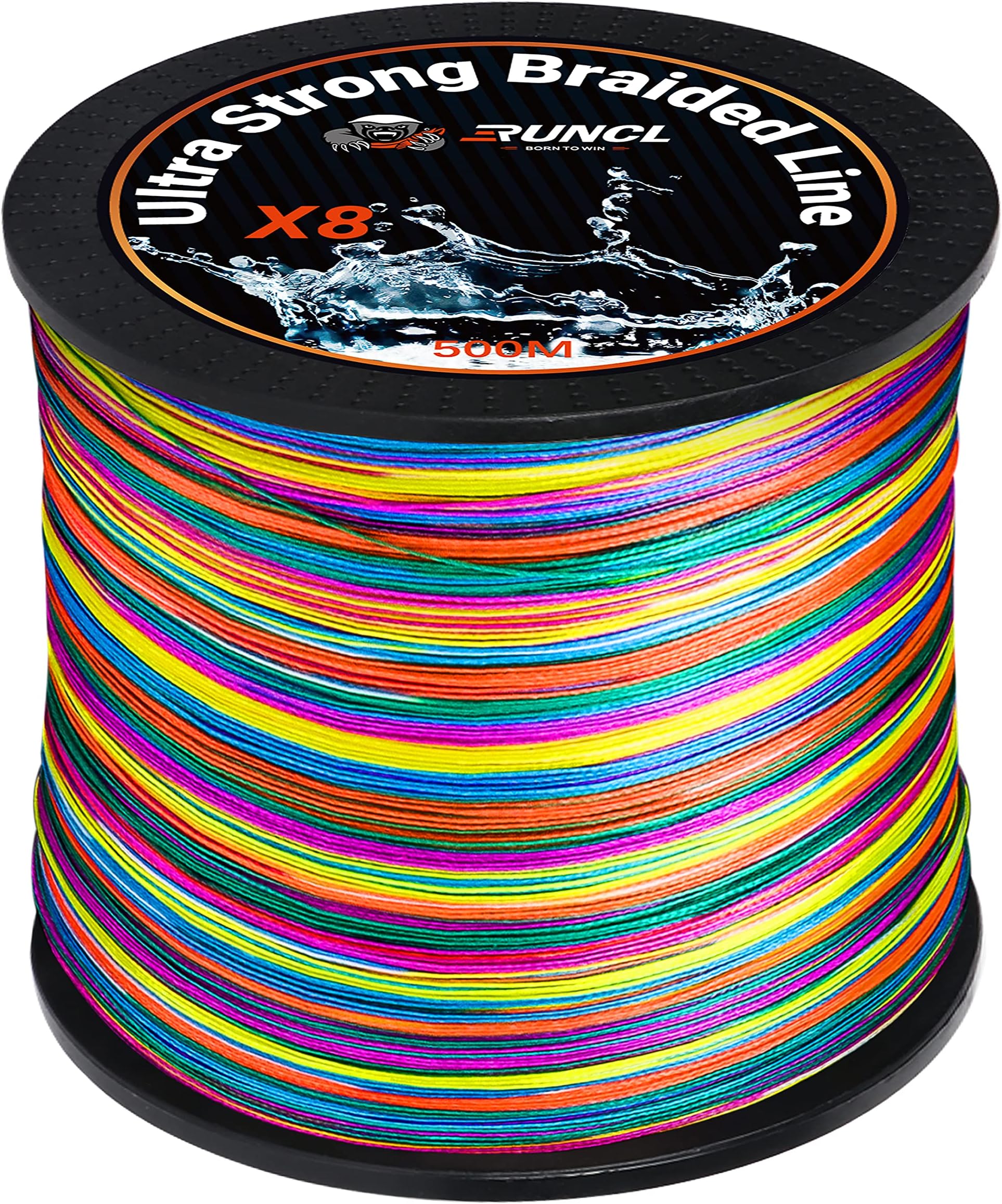 RUNCL 8 Strands Braided Fishing Line - High Visibility Colored Braid Line, Super Strong, Abrasion Resistant, No Stretch, 328yds/546yds/1093yds, 12lb to 100lb for Saltwater or Freshwater Fishing