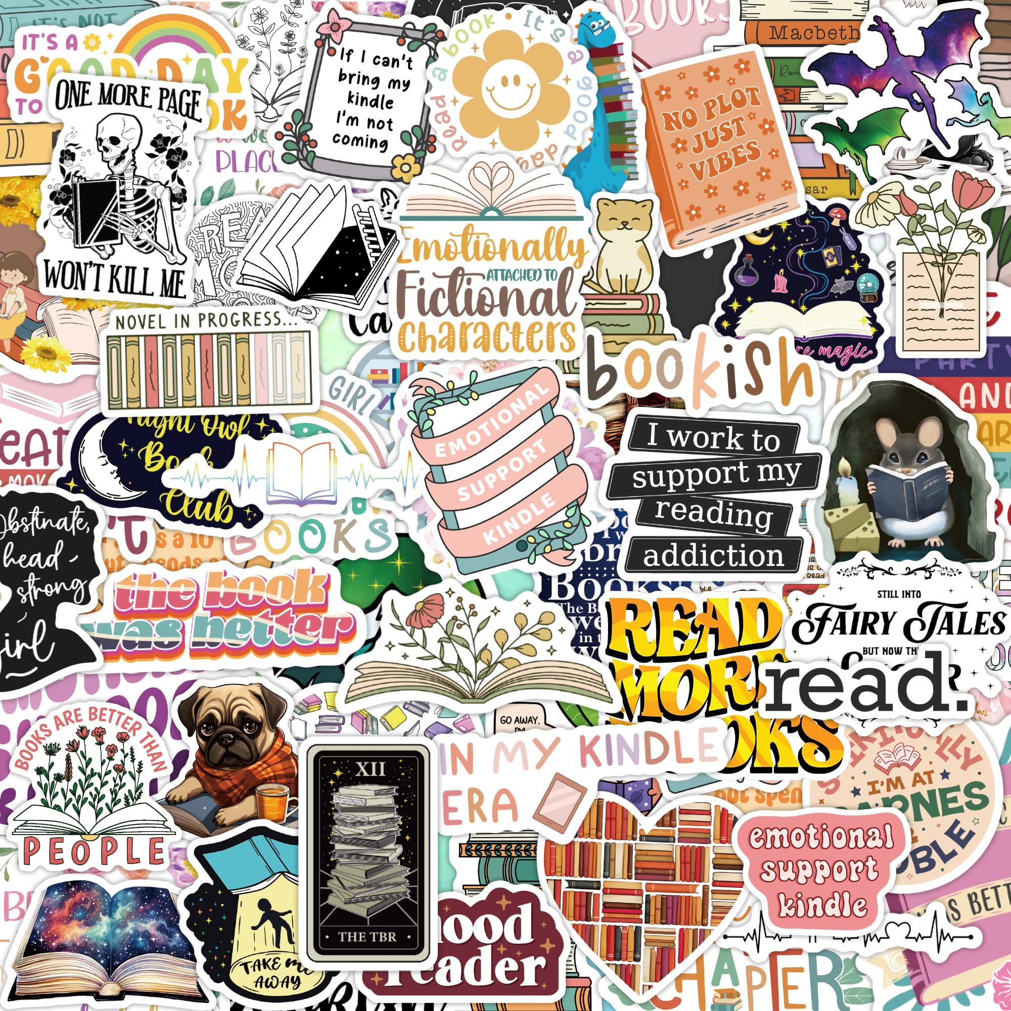 150pcs Book Stickers for Kindle, Tablet, Laptop | Bookish Reading Booktok Decal Emotional Support Accessories for Readers, Teachers