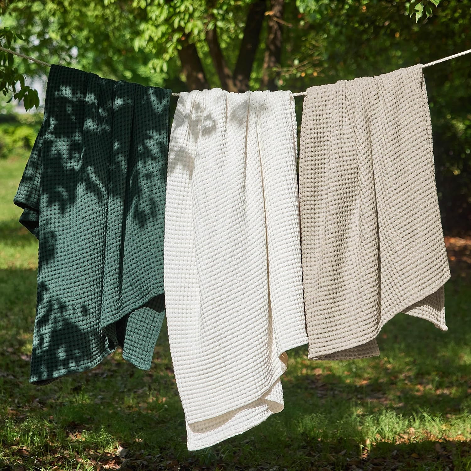 Bedsure 100% Cotton King Size Blanket for Spring Summer, Ultra Soft Waffle Weave King Blanket for Bed, Thin Lightweight Breathable Bedding Gifts for Women, Men, Teens, Grey, 108" x 90" - Image 7