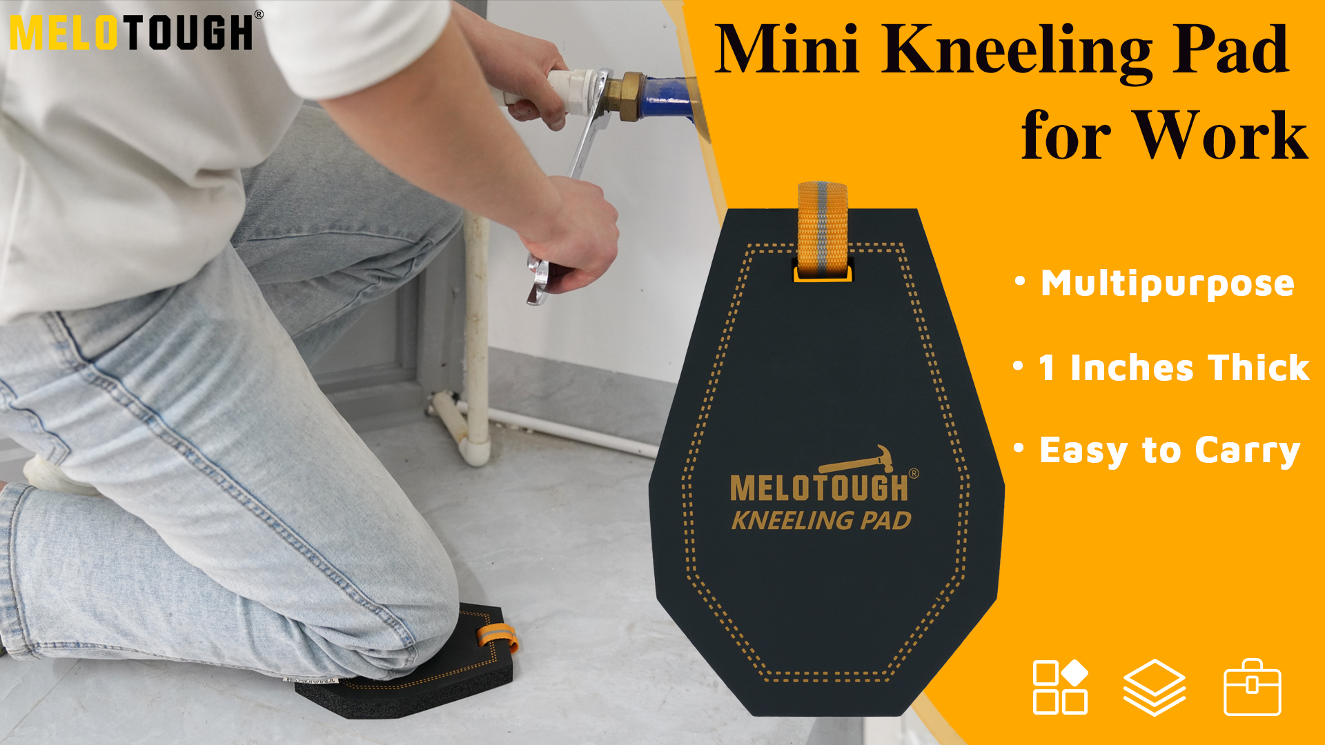 MELOTOUGH Mini Kneeling Pad with Carabiner Clip, Portable 1 Inch