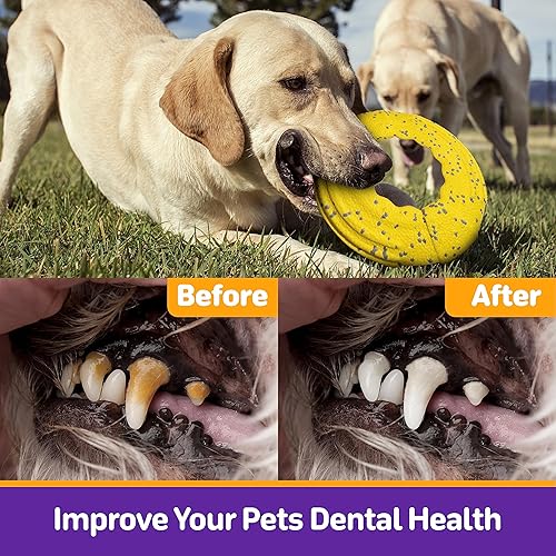 Miniatura 6 de Dog Fetch Toys - Pelotas de tenis, 2 unidades, disco volador indestructible para perro, ligero, aerodinámico de alto vuelo de larga distancia,