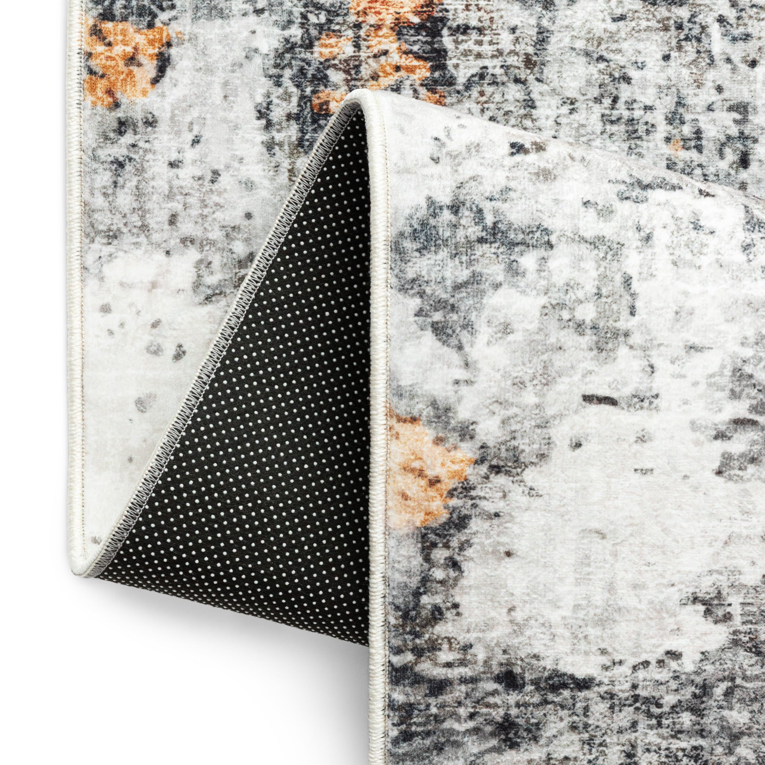 TAPISO Bari Tapis Motif Abstrait Effet Usé Estompé Noir Gris Multicolore Orange - Tapis Imprimé avec Antidérapant Salon Chambre Design Moderne Öko-Tex 160 x 230 cm