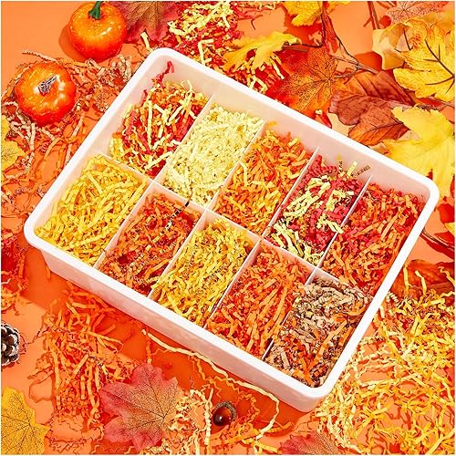 Miniatura 3 de Zonon Paquete de 10 rellenos de papel de corte arrugado de 10.58 oz para embalaje y relleno de cesta vacía, papel de seda de rafia, rellenos de