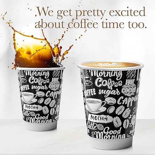 Miniatura 4 de Shop Square Tazas de café caliente desechables de 12 onzas (paquete de 50), papel aislado resistente para bebidas calientes, tazas de café para té,