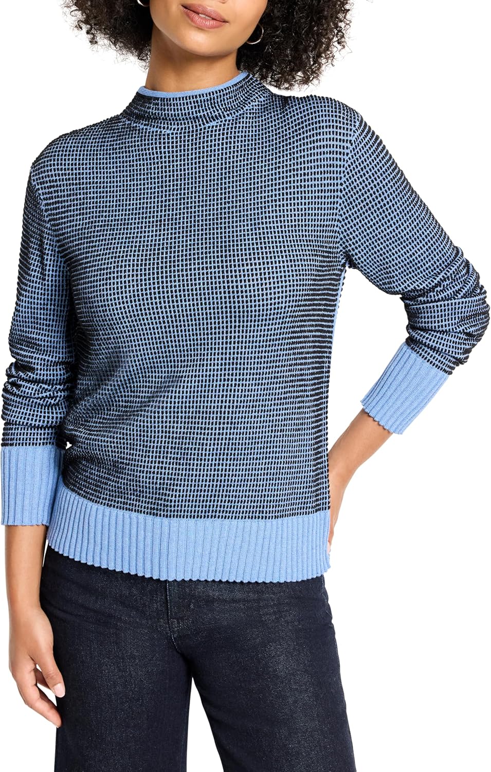 NIC+Zoe Women's Funnel Neck Pixel Knit Sweater