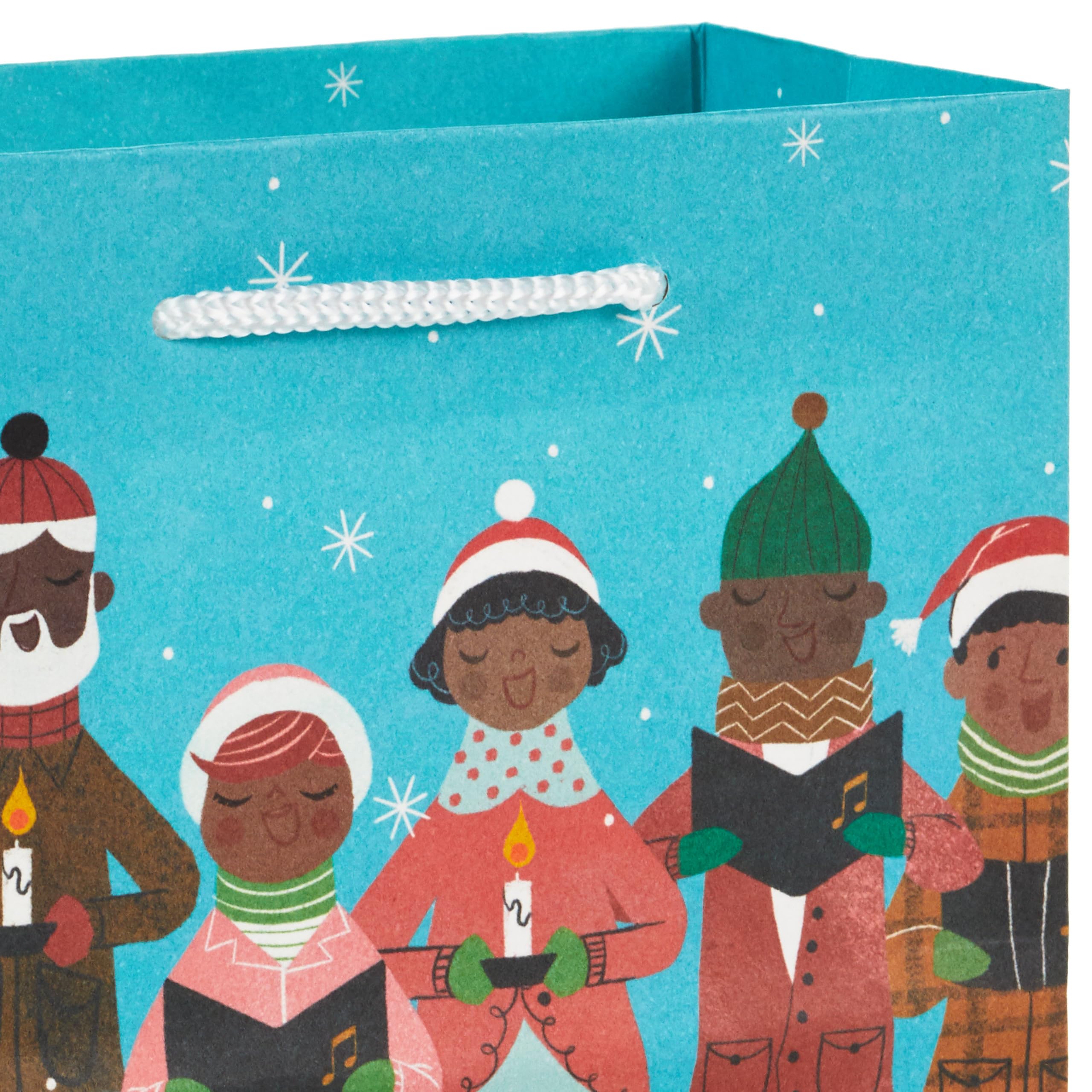 Hallmark Mahagoni-Geschenktüten-Sortiment (8 Tüten; 3 kleine 15,2 cm, 3 mittelgroße 22,9 cm, 2 große 33 cm), schwarzer Weihnachtsmann, afrikanisch-amerikanische Engel, Carolers