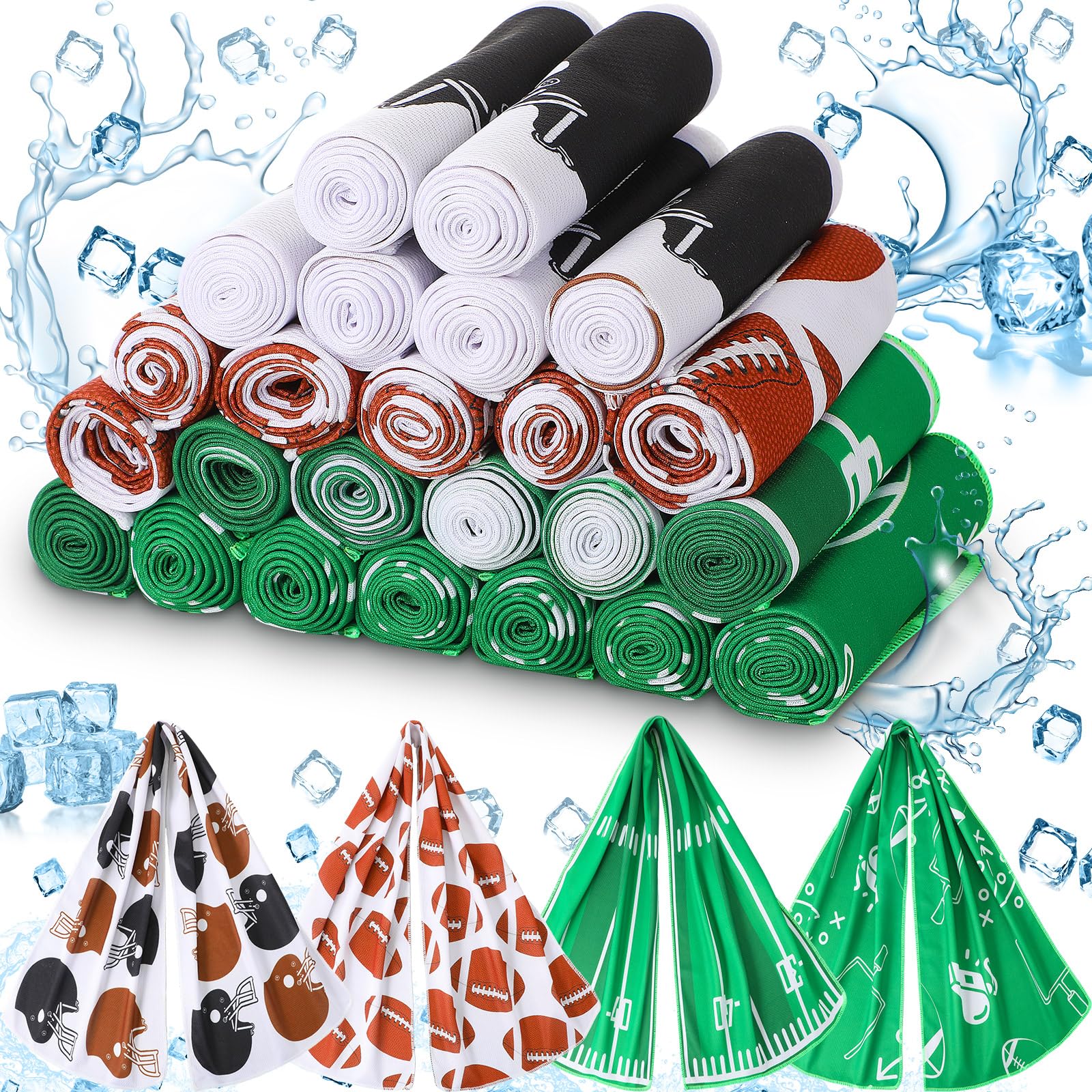 FuWeave 24 Pcs Football Cooling Towels 40x12 Inch, Football