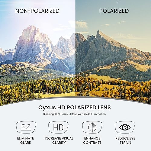 Miniatura 10 de Cyxus Gafas de sol deportivas polarizadas para hombres y mujeres, para correr, ciclismo, pesca, golf, conducción, gafas de sol Tr90