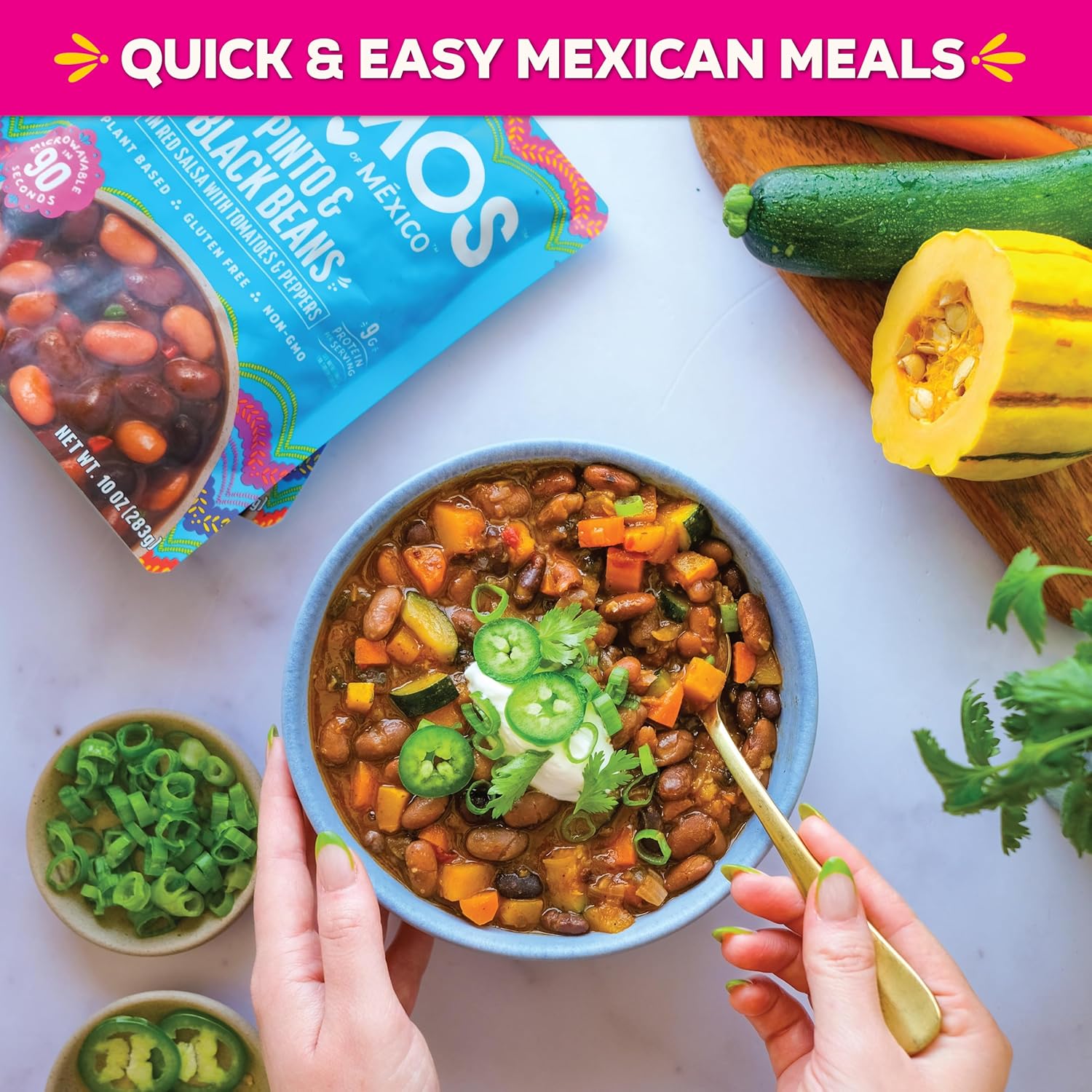 SOMOS Chipotle Refried Black Beans - Gluten Free, Non-GMO, Vegan & Microwavable Meals Ready to Eat - Delicious, Healthy & Convenient - Perfect for Burrito Bowls, Tostadas & More | 10 oz (Pack of 6)