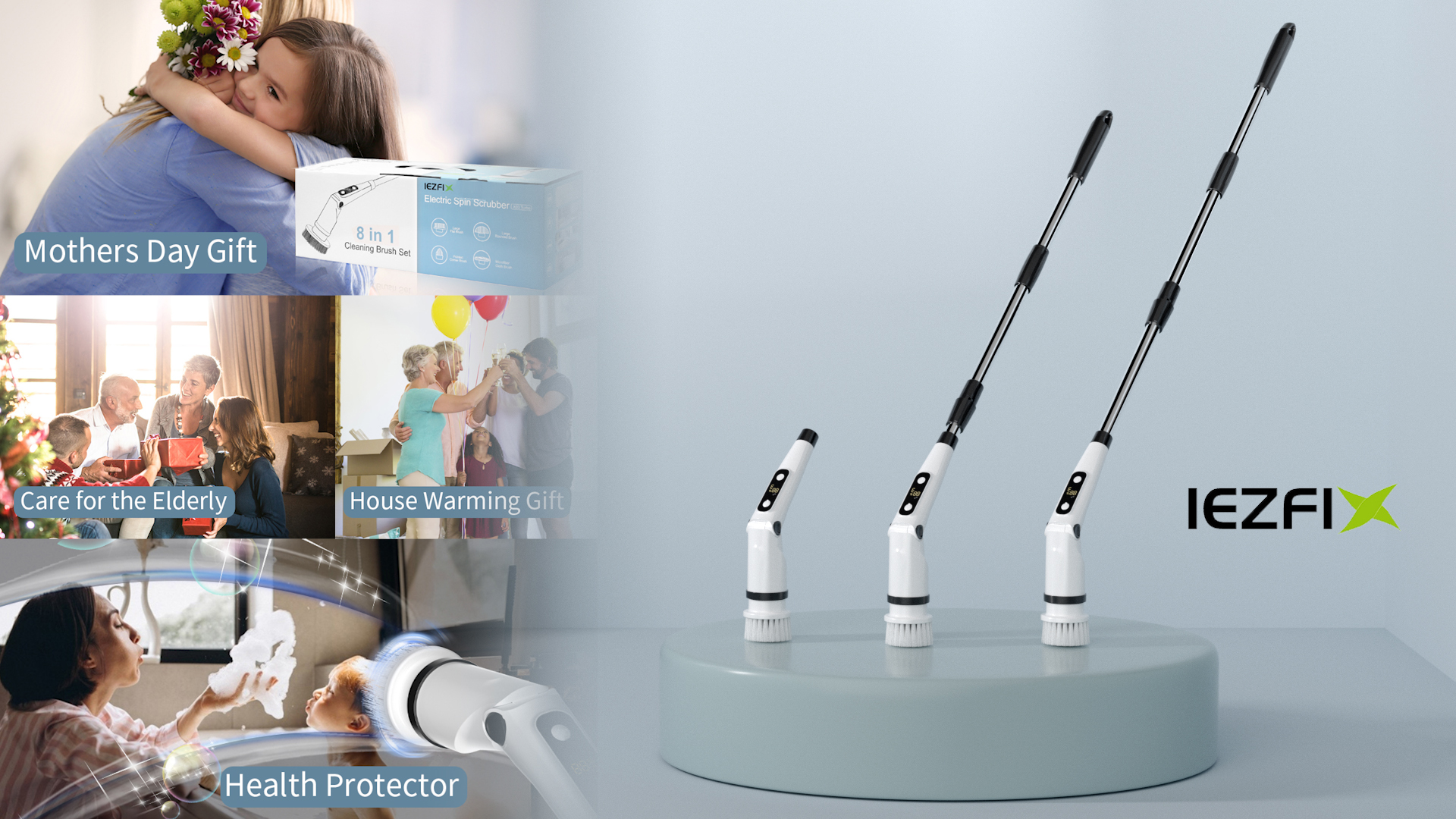 Amazon.com: IEZFIX Electric Spin Scrubber, Bathroom Power Shower