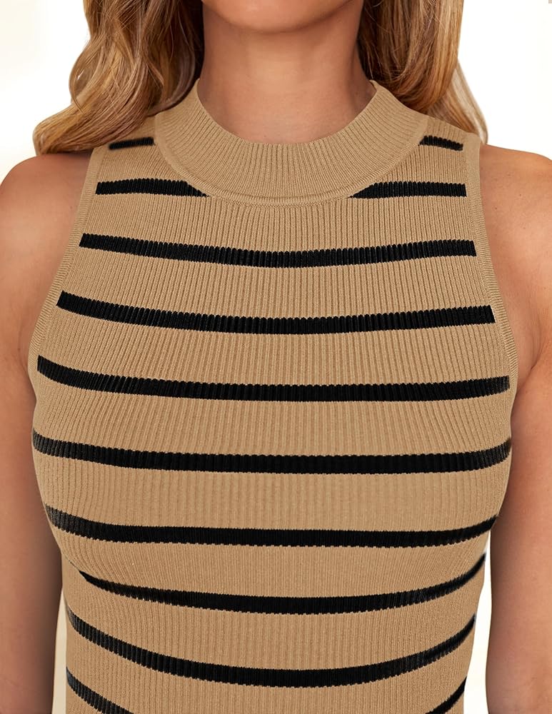 トップス RANCLIC Back ribbon ribbed summer top HWOKEFEIYU Women's XS White Summer Sleeveless Slim Ribbed
