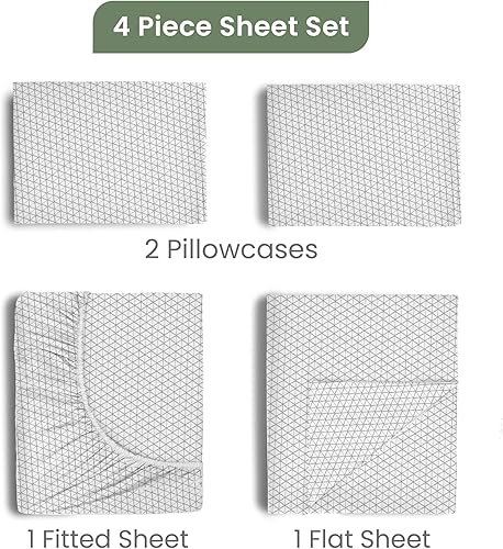 Miniatura 3 de Martex 1S28840 ecopure - Juego de sábanas de algodón orgánico de fácil cuidado, lavable a máquina, 1 sábana bajera, 1 sábana encimera y 2 fundas de