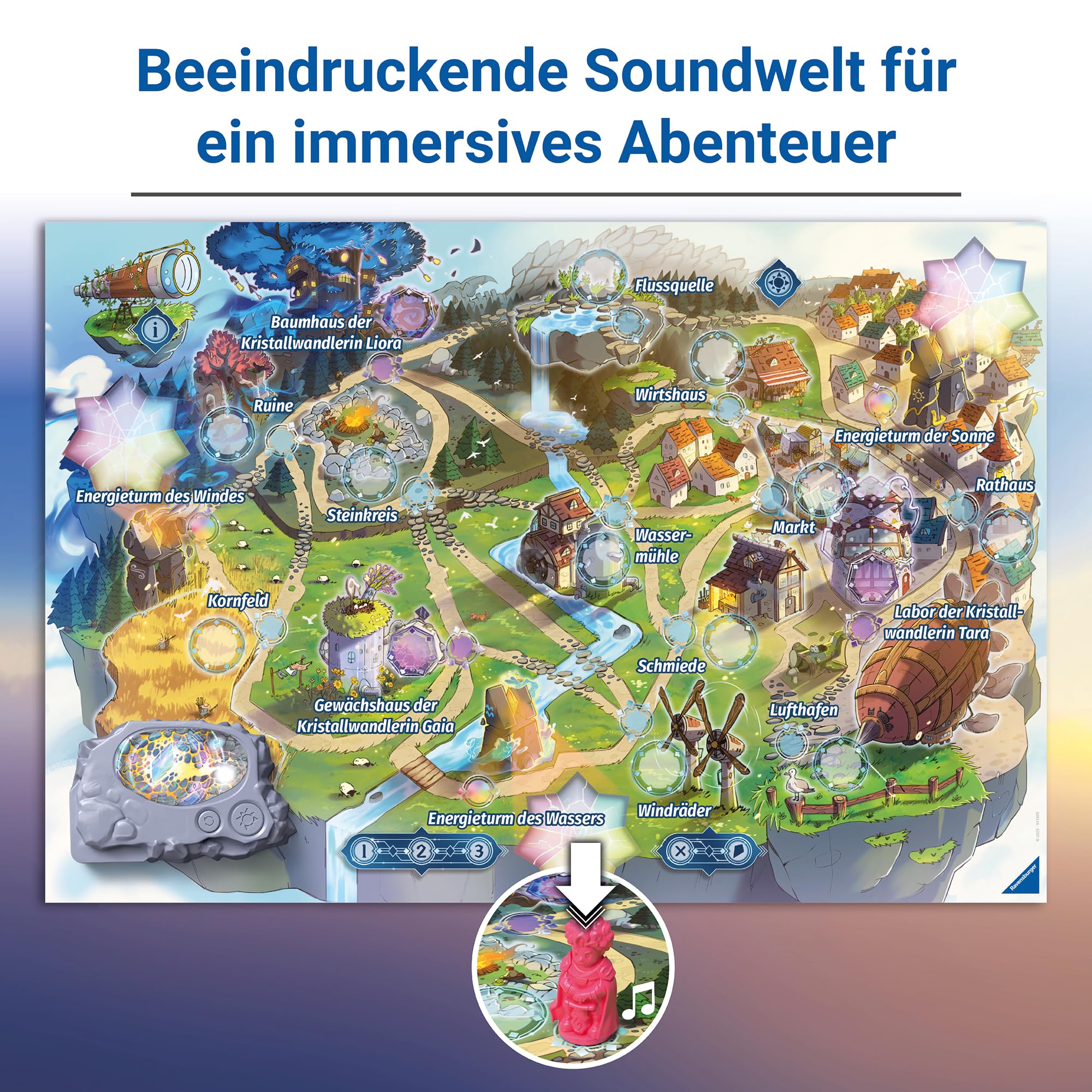 Ravensburger 24582 Ventopia - Die Fliegende Insel, Brettspiel mit Elektronik für Kinder ab 7 Jahren für 1 bis 4 Spieler