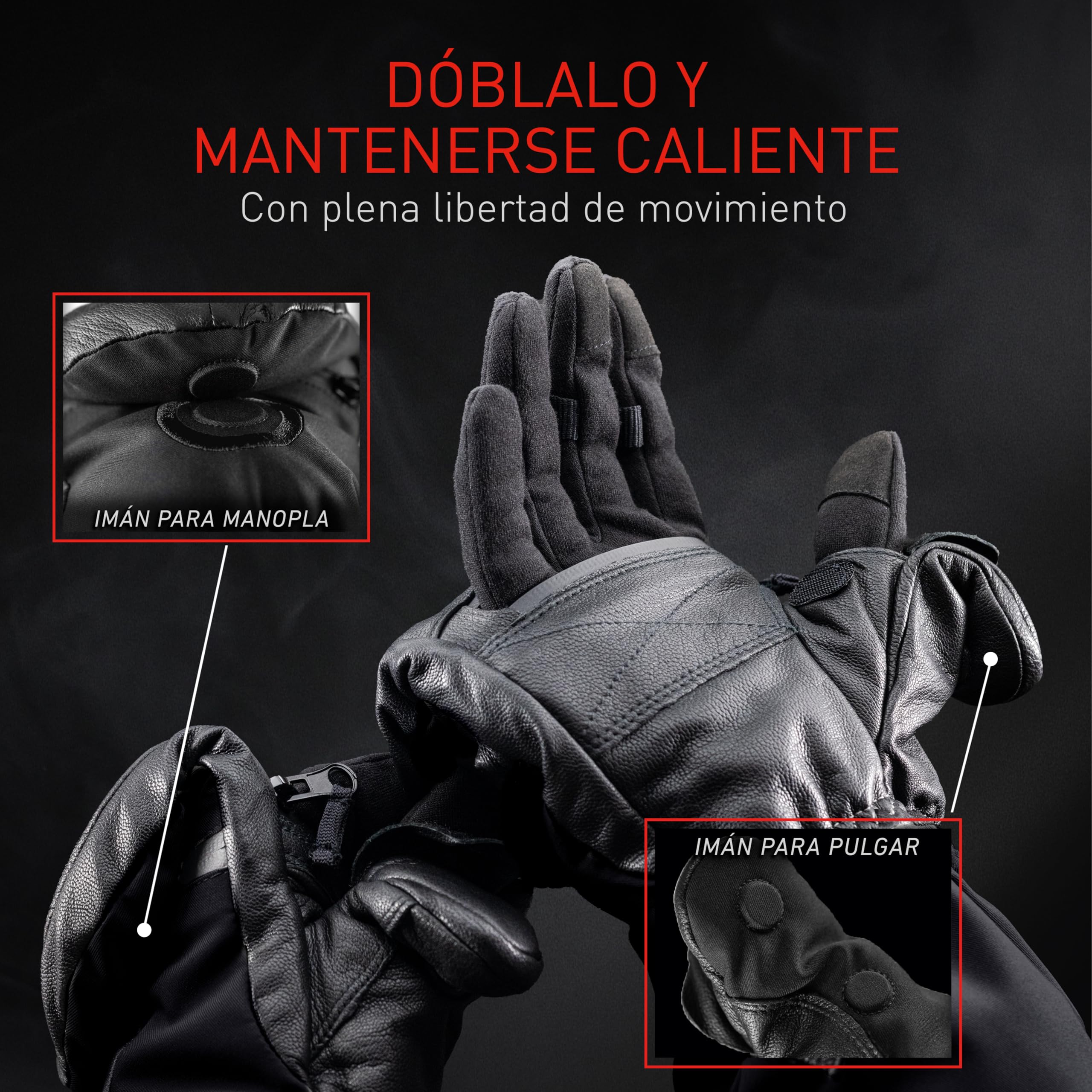 THE HEAT COMPANY - Heat 3 Smart - La innovación del Guantes - Guantes y Manoplas en uno - Manopla Invierno desplegables - Guante termicos Calida- Hombre & Mujer - Guantes Esqui