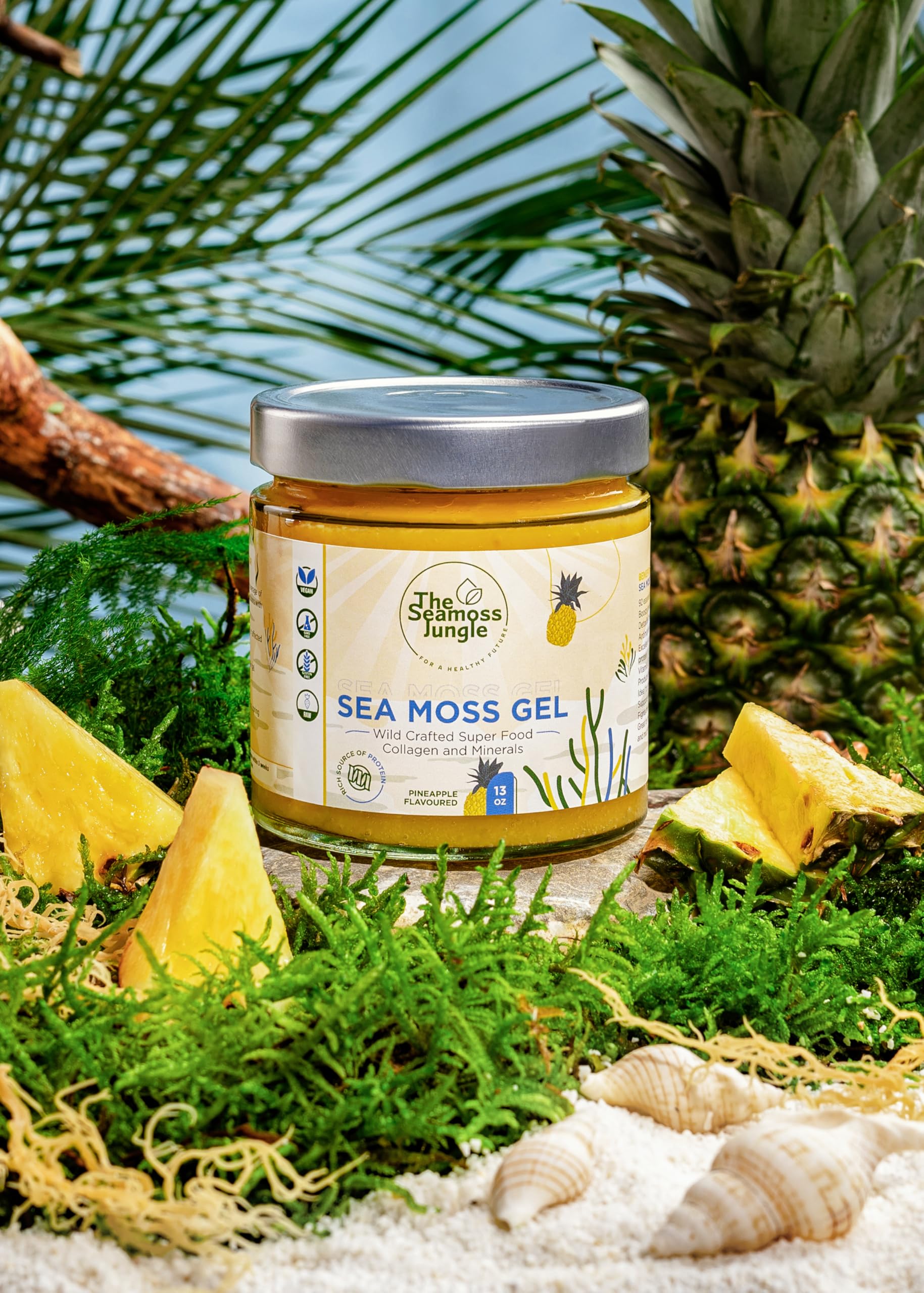 Żel Sea Moss – ananas – 500 ml – St. Lucia – testowany laboratoryjnie – inspirowany dr Sebi – bogaty w witaminy i minerały – superfood dla zdrowia i wellness