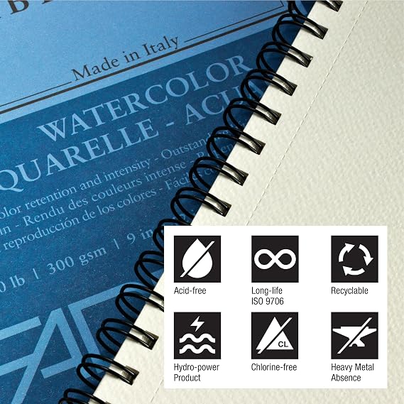 Fabriano 1264 Watercolor Pad, Bright White