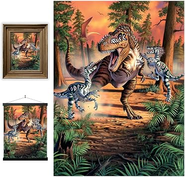 3D LiveLife Lenticular Pictures - Dino Battle from Deluxebase. 12x16in Unframed Deep 3D Effect Dino Wall Art for Living Room, Bedroom or Kitchen. Unique Dinosaur Print Poster for Home Decor.