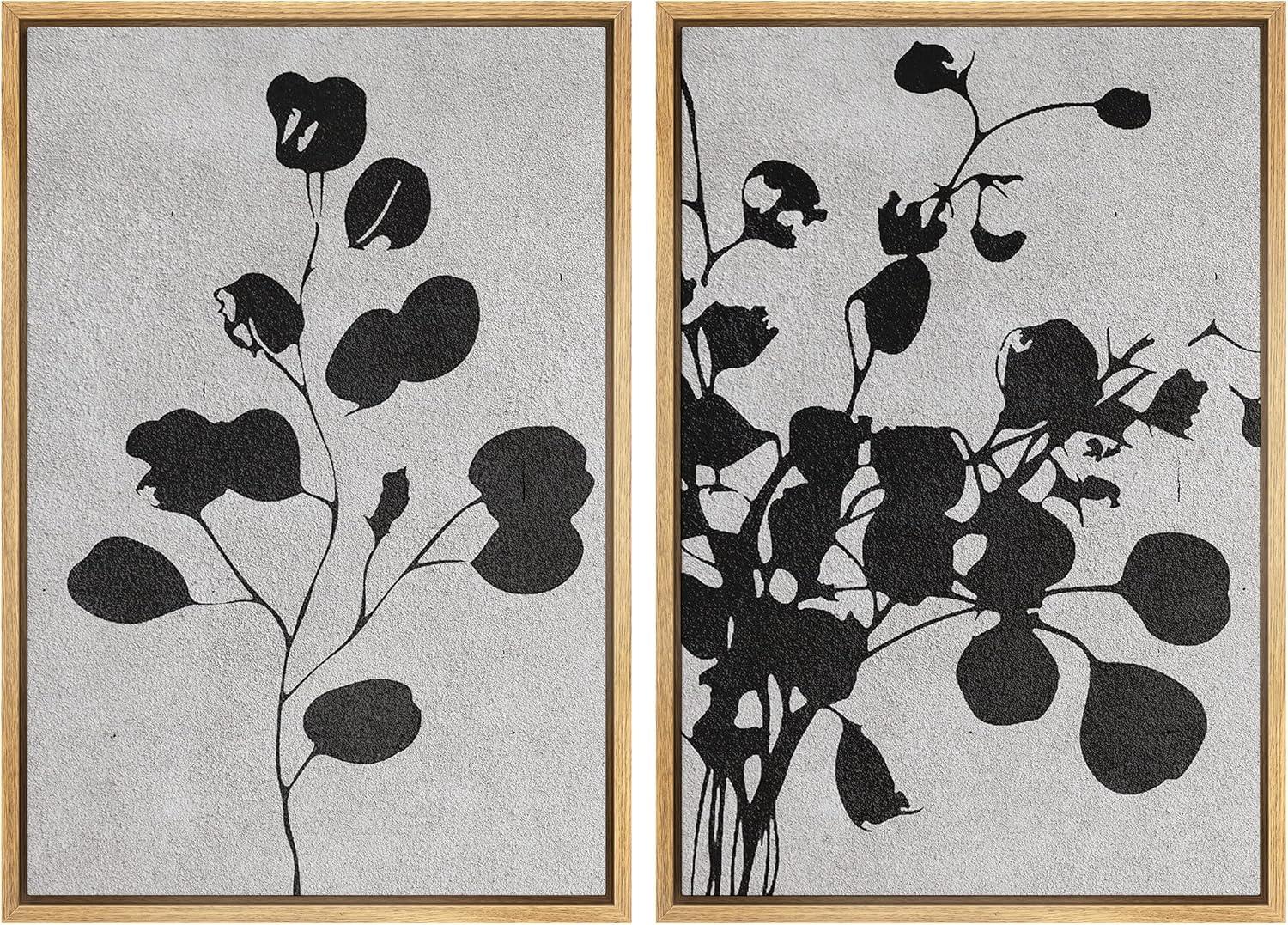 SIGNWIN Framed Wall Art Print Set Black & White Grayscale Plant Silhouette Nature Wilderness Illustrations Modern Art Rustic Relax/Calm Multicolor for Living Room, Bedroom, Office - 16"x24"x2 Natural