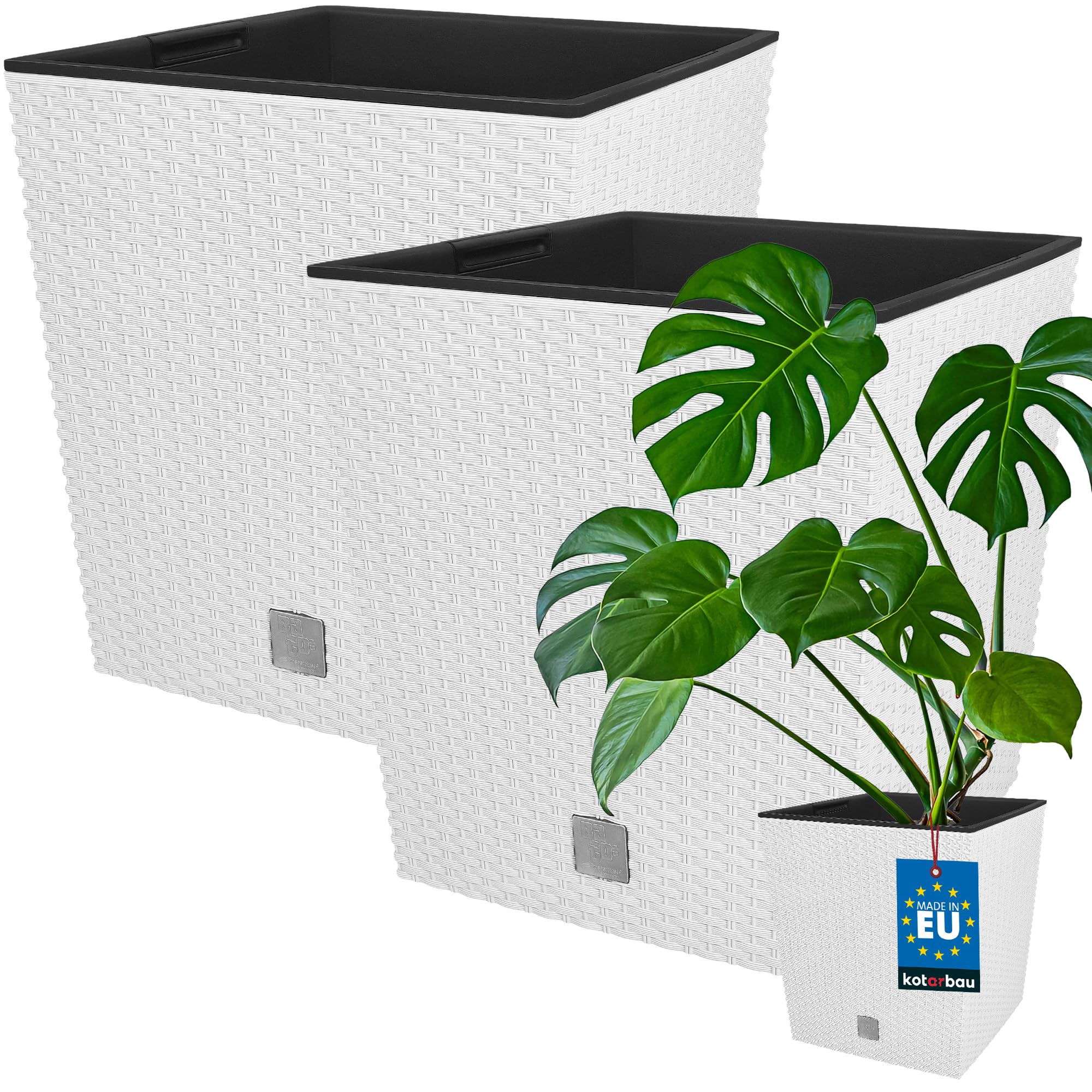 KOTARBAU® Macetero con Maceta Interior, 260 mm, Ratan sintético, Antracita - Gris Oscuro, Maceta Rato con patrón de Trenzado Que imita el Mimbre, Maceta Interior separada, extraíble, Cesta — view 27