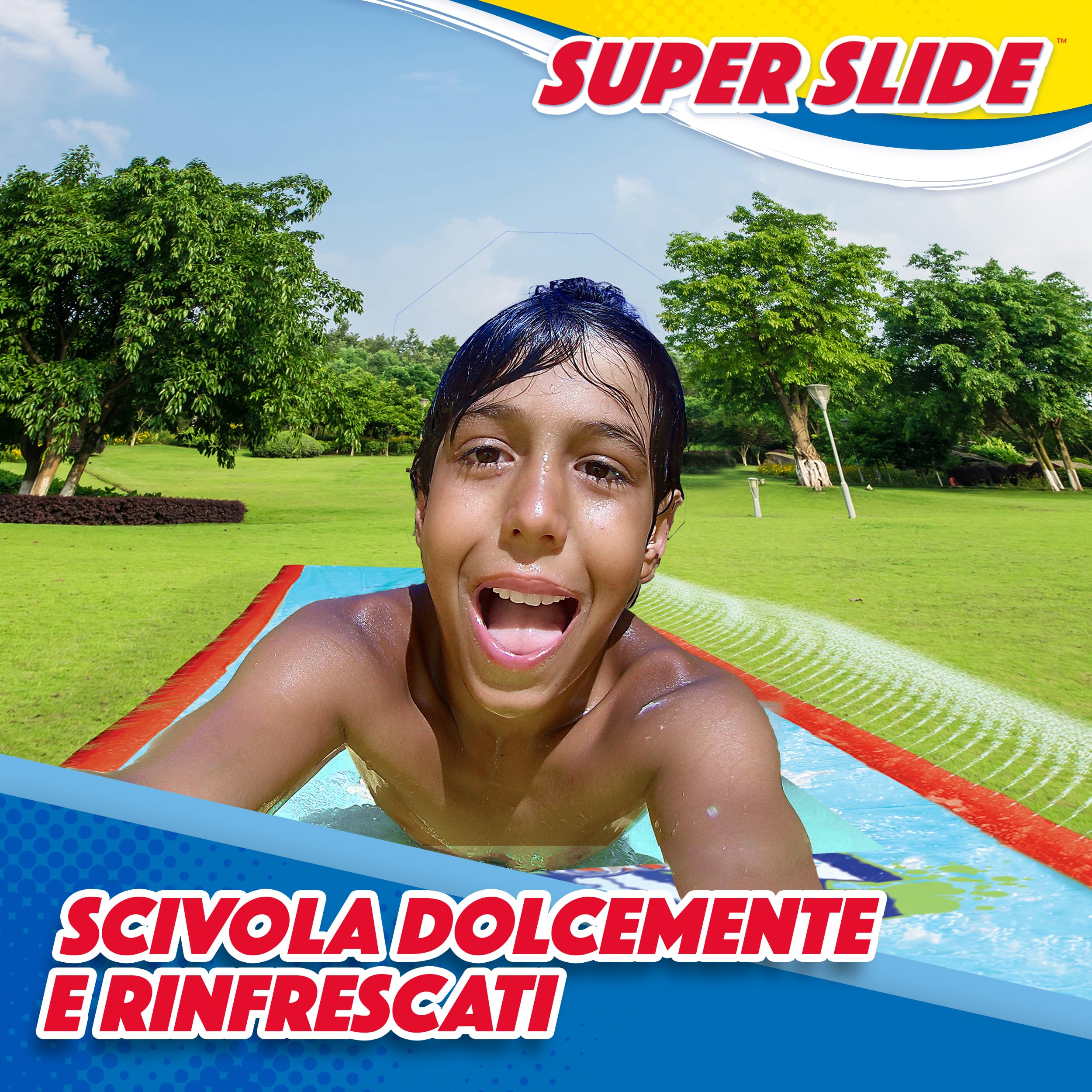 Wahu - SUPER SLIDE - Scivolo Acquatico da 7,5 m per Giochi da Giardino per Bambini dai 5 anni - Con Sistema di Nebulizzazione - Facile da Installare - Regalo Bambino Perfetto per l’Estate