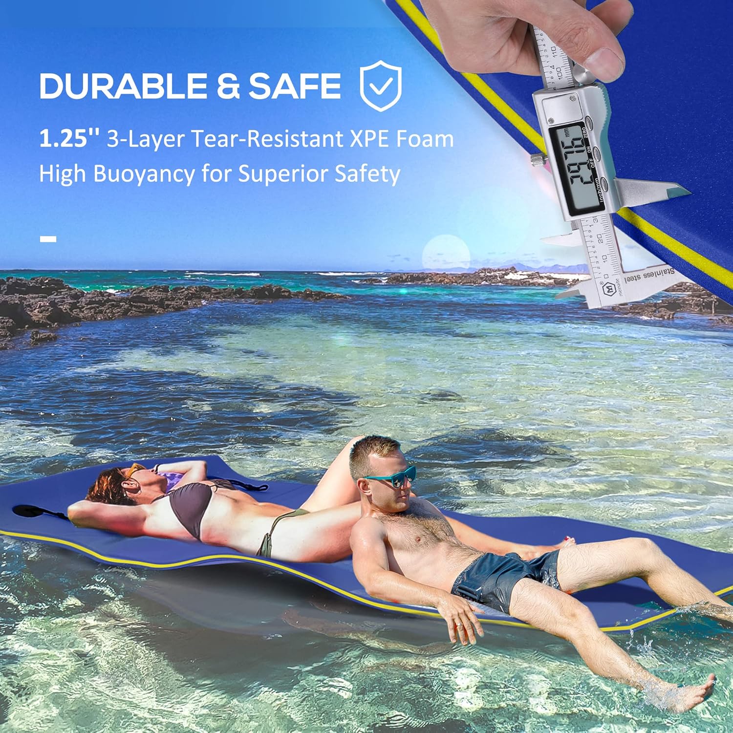 HOMCOM 10' x 5' Lily Pad Floating Mat, 3-Layer Floating Mat for Lake Portable Foam Raft for Family Recreation and Relaxing