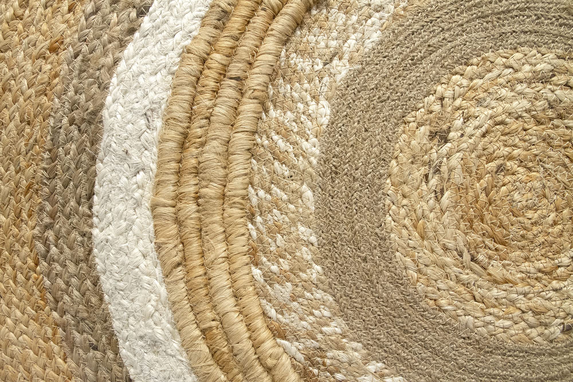 HAMID - Tappeto in Juta Beirut, 100% Fibra di Iuta Naturale, Tappeto Redonda Morbido, Tappeti Tessuto a Mano, Soggiorno, Camera da Letto, Tappeto Corridoio, Naturale (120x120cm)