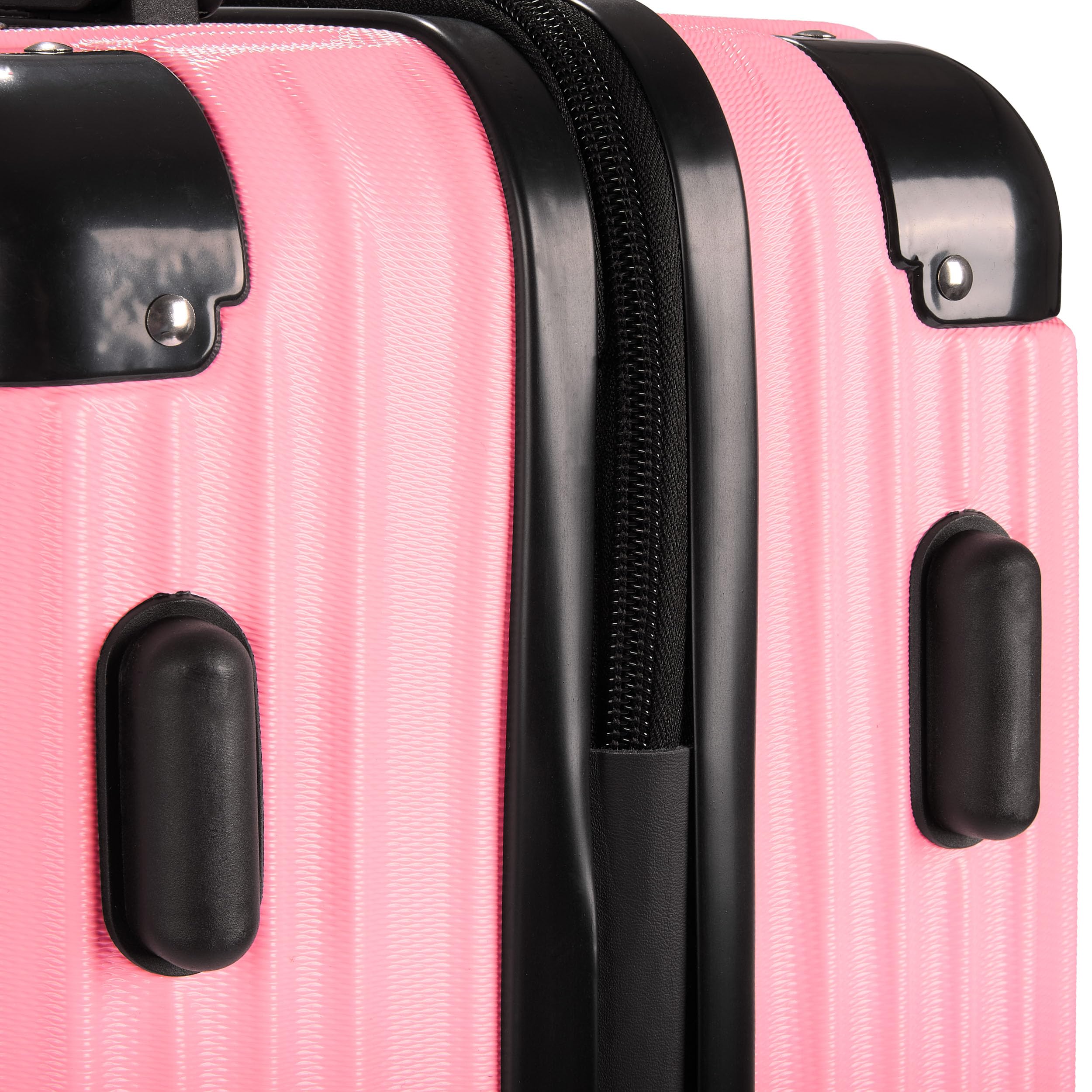 BRUBAKER Kofferset London - 3 teiliges Reisekoffer Set inklusive Handgepäck - Hartschalen Koffer mit Zahlenschloss, 4 Rollen und Komfort Tragegriffen - ABS Boardcase Trolleys (M, L, XL - Rosa)