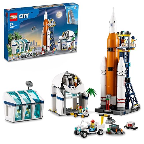 LEGO 60351 City Centro de Lanzamiento Espacial, Cohete de Juguete Inspirado en NASA